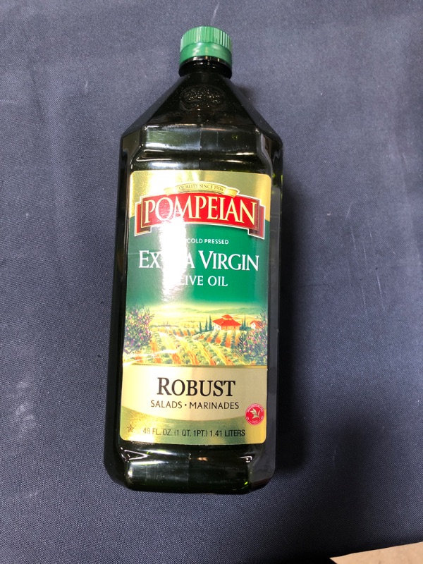 Photo 1 of Pompeian Robust Extra Virgin Olive Oil, First Cold Pressed, Full-Bodied Flavor, Perfect for Salad Dressings & Marinades, 48 FL. OZ.