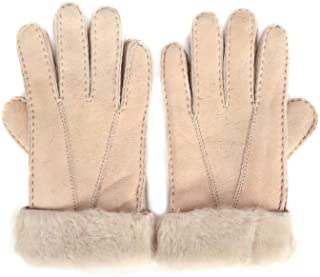 Photo 1 of Mosa Women's Winter Double face Sheepskin Leather Gloves Flip Cuff. SIZE LARGE