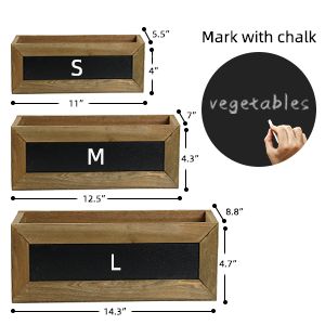 Photo 2 of Wood Nesting Storage Crates with Chalkboard Front Panel and Cutout Handles, Decorative Nesting Wood Box for Storage, Organization and Display, Set of 3, Natural Wood Finish
