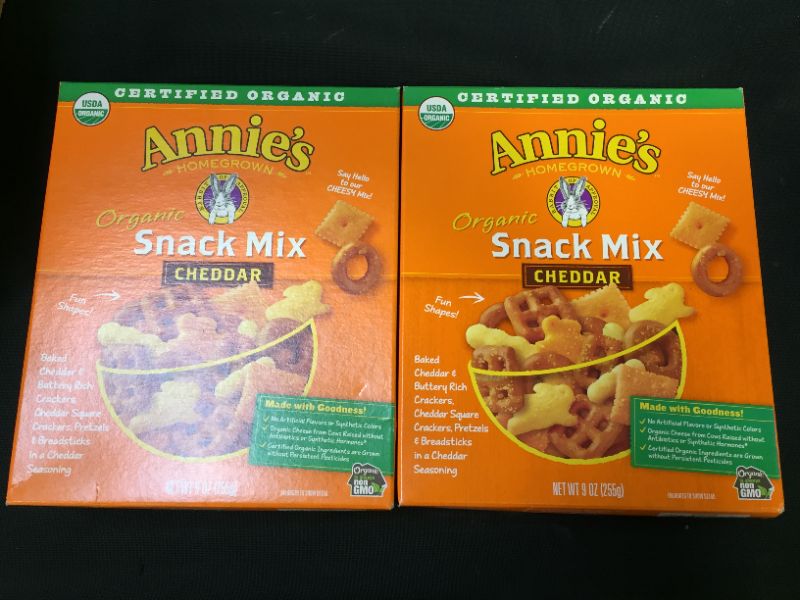 Photo 2 of 2 pack - Annies Homegrown Organic Bunnies Cheddar Snack Mix, 9 Ounce 
exp may 4 2022