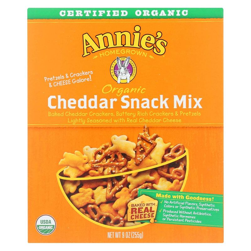 Photo 1 of 2 pack - Annies Homegrown Organic Bunnies Cheddar Snack Mix, 9 Ounce 
exp may 4 2022