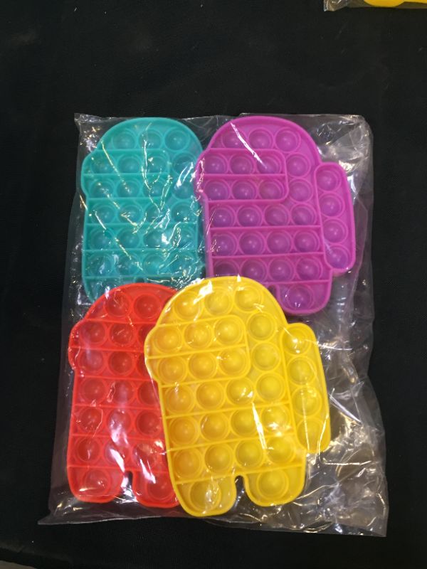 Photo 2 of 4 Packs Pop Poop Fidget Toy, Sensory Anxiety Stress Relief Satisfying ADHD fidgets Bubble Figetget Popper Figit Set, Purple Orange Yellow Green Poppop Fidgettoys