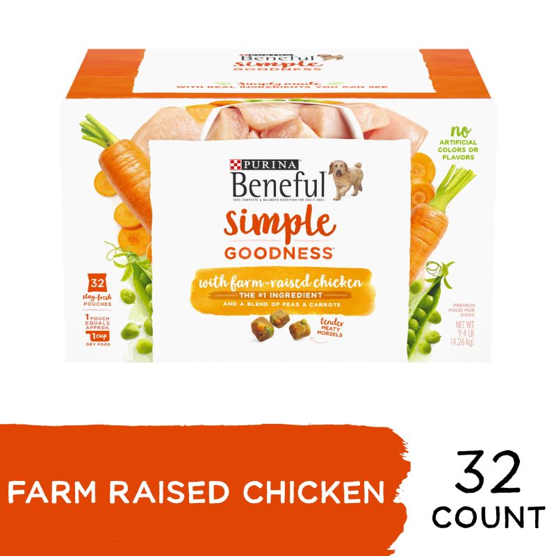Photo 1 of Purina Beneful Dry Dog Food, Simple Goodness With Farm Raised Chicken, 32 ct. Box
EXP may 2022