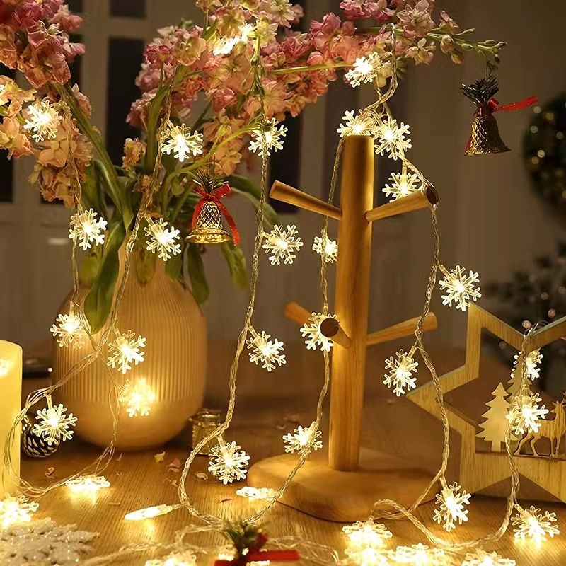 Photo 1 of 160 LED 66Ft Temdan Christmas Lights, Snowflake String Lights for Indoor Outdoor Holiday Bedroom Balcony Xmas Tree Patio Garden Party,2 PCS Battery Operated Christmas Decorations
