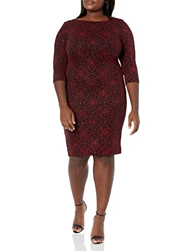 Photo 1 of S.L. Fashions Women's Short Sequin Sheath Dress, Red Black Print, 
size 6
