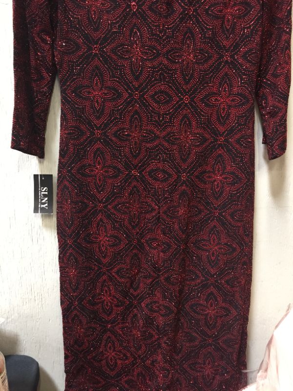 Photo 3 of S.L. Fashions Women's Short Sequin Sheath Dress, Red Black Print, 
size 6
