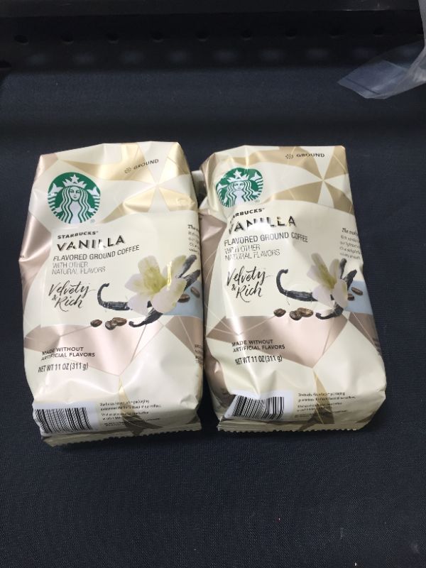 Photo 2 of 
Starbucks Flavored Ground Coffee, Vanilla Flavor, Velvety & Rich, Made without Artificial Flavors, FlavorLock Packaging, 11-Ounce Bag (Pack of 2 Bags)
EXP aug 06 2022