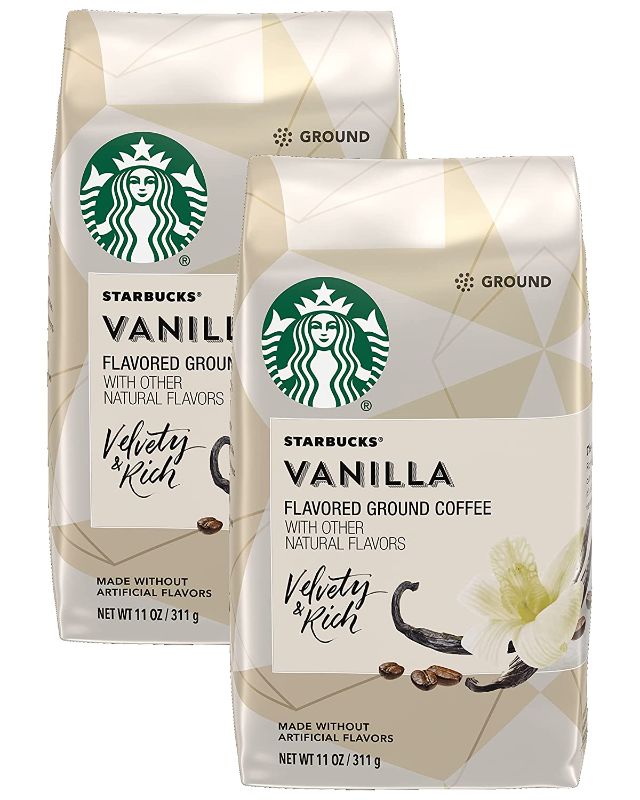 Photo 1 of 
Starbucks Flavored Ground Coffee, Vanilla Flavor, Velvety & Rich, Made without Artificial Flavors, FlavorLock Packaging, 11-Ounce Bag (Pack of 2 Bags)
EXP aug 06 2022