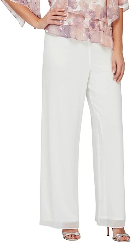 Photo 1 of Alex Evenings Women's Wide Leg Chiffon Dress Pant (Petite Regular Plus Sizes) SIZE XL PETITE