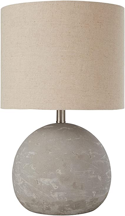 Photo 1 of Amazon Brand – Stone & Beam Industrial Round Concrete Table Desk Lamp with Light Bulb and Beige Shade, 16"H