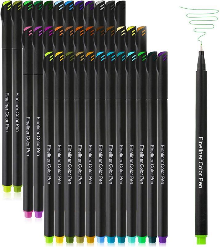 Photo 1 of 36 Colors Journal Planner Pens, Colored Fine Point Markers Drawing Pens Porous Fineliner Pen for Writing Note Taking Calendar Agenda Coloring - Art School Office Supplies
