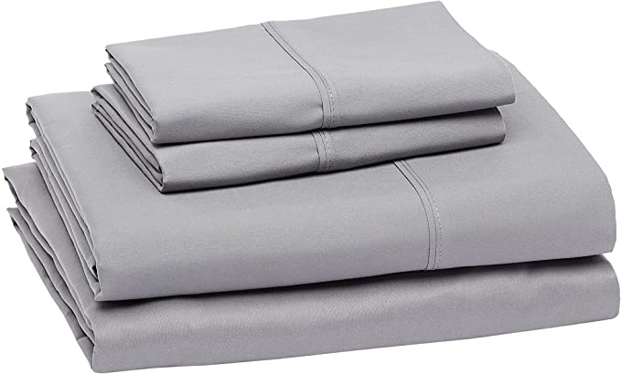 Photo 1 of Amazon Basics Lightweight Super Soft Easy Care Microfiber Bed Sheet Set with 14" Deep Pockets - Queen, Dark Gray