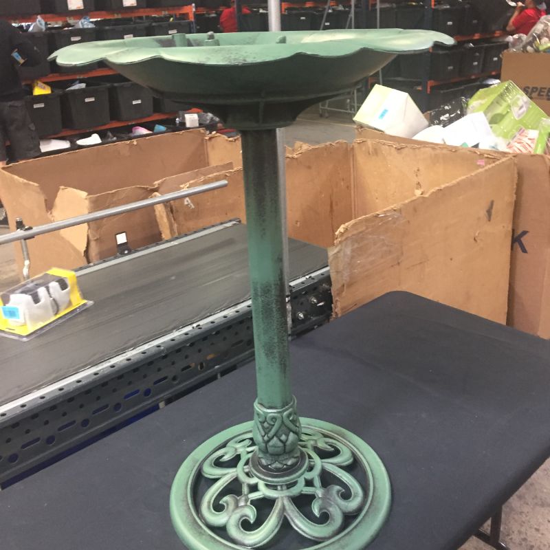 Photo 3 of ALPINE CORPORATION 31" TALL OUTDOOR ANTIQUE FLOWER BIRDBATH WITH BIRD DECORATION YARD STATUE