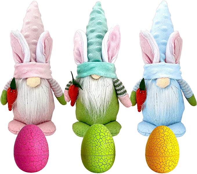Photo 1 of Easter Gnomes for Easter Decorations Home – 3-Pack Gnomes Decorations with 3 Easter Eggs – Funny Standalone Design with Carrot - Easter Bunny Decoration Ideal for Holidays, Easter Egg Ornaments