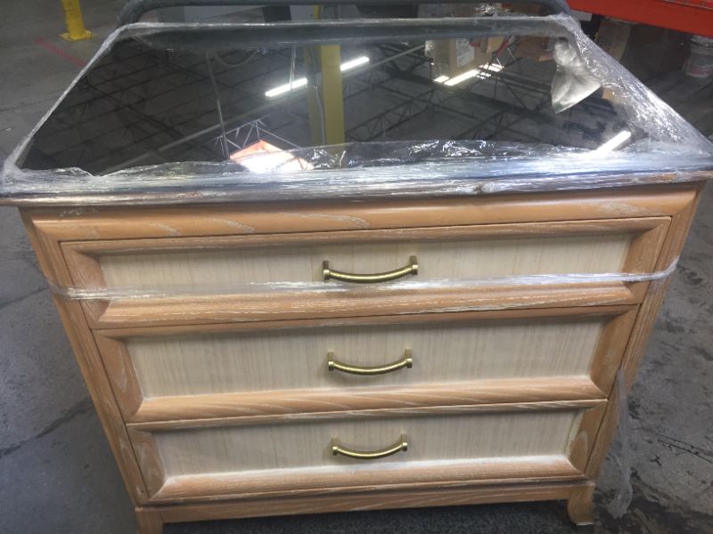 Photo 1 of 3 DRAWER NIGHT STAND WITH GLASS TOP 22L X 30W X 29H INCHES