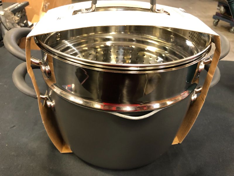 Photo 3 of Ceramic Coated Aluminum 6qt Lidded Stock Pot with Steamer Insert - Made By Design™ color-*gray