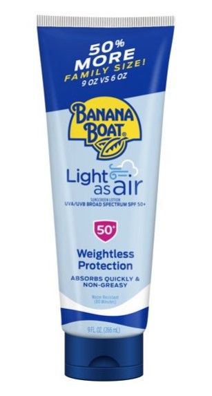 Photo 1 of Banana Boat Light As Air, Reef Friendly, Broad Spectrum Sunscreen Lotion, SPF 50, 9oz. --PACK OF 3--