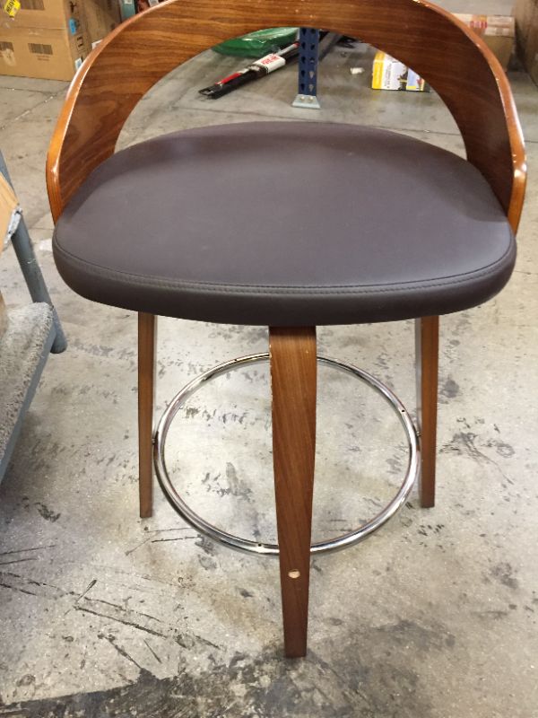 Photo 7 of Armen Living LCSOBABRWA26 Sonia Barstool with Polyurethane Upholstery, 26"H, Walnut Wood Finish/Brown
