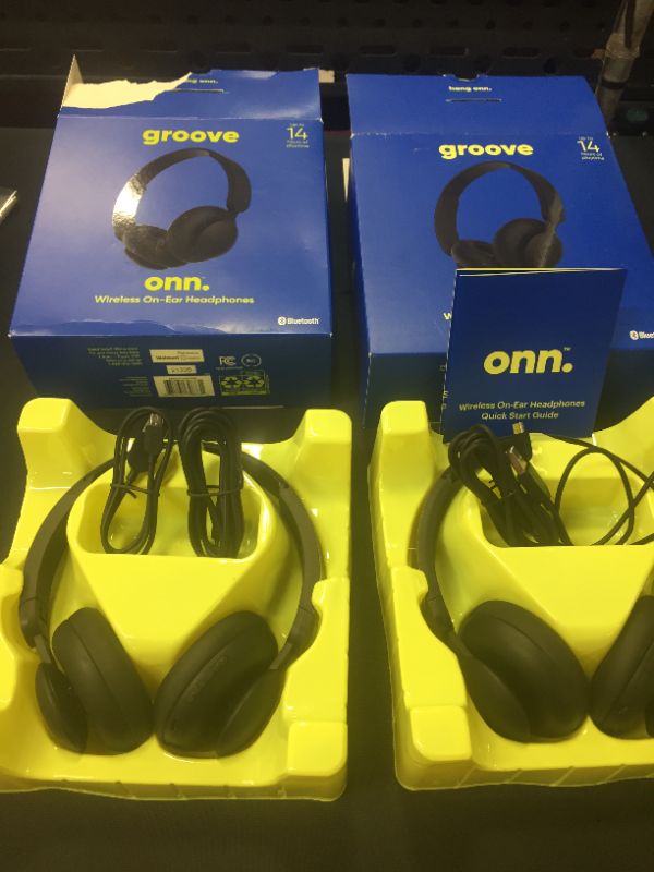 Photo 2 of onn. Bluetooth On-Ear Headphones, Black--2 PACK