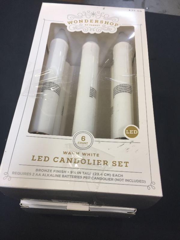 Photo 3 of 2 BOXES Wondershop 6ct Christmas Battery Op LED Candolier Warm White Oil Rubbed Bronze
