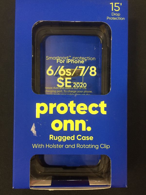 Photo 1 of PROTECT ONN. RUGGED CASE WITH HOLSTER AND ROTATING CLIP 15' DROP PROTECTION-FOR IPHONE 6/6S/7/8 SE 2020