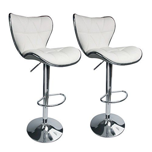 Photo 1 of Adjustable Swivel Shell Back Hydraulic Chair Bar Stools Set of 2?White
