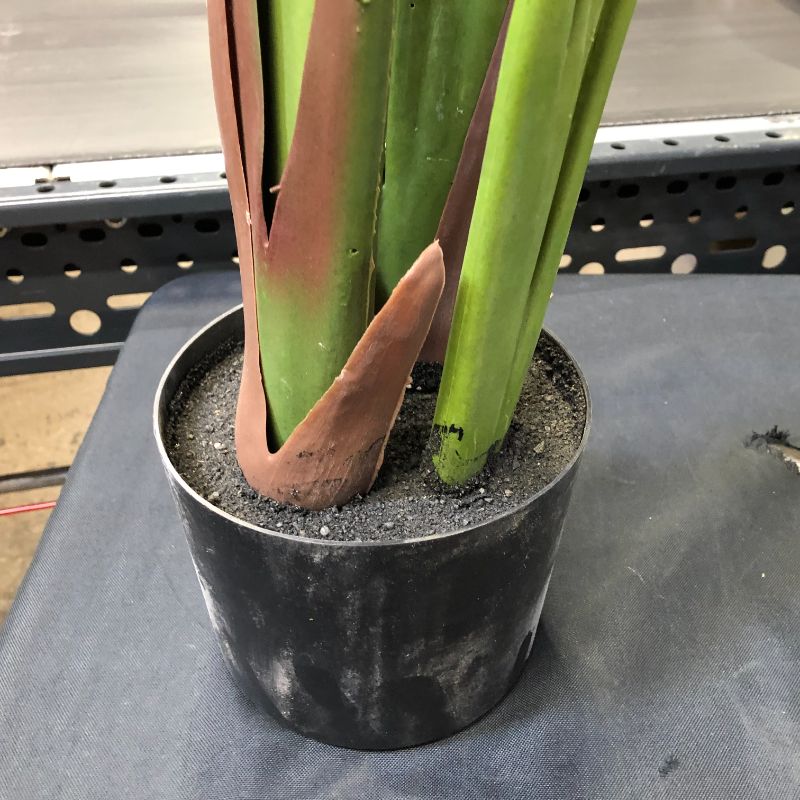 Photo 1 of Ferrgoal Artificial Bird of Paradise Plants 5Ft Fake Tropical Palm Tree with 10 Trunks in Pot --- Woven Pot not Included 