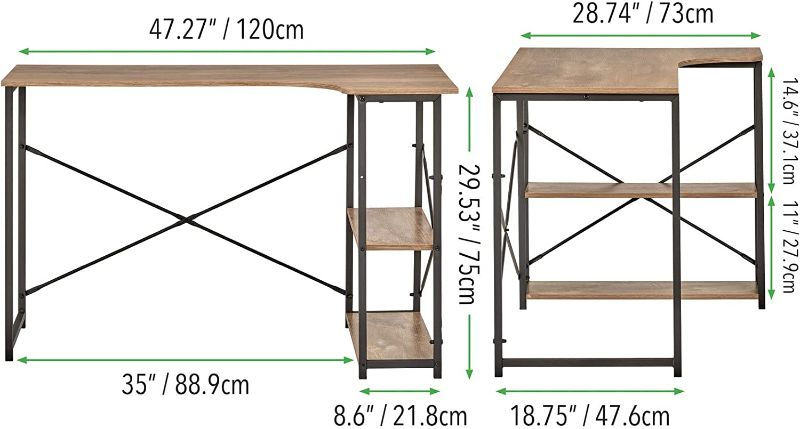 Photo 2 of mDesign Large L-shaped corner desk with shelves, computer or writing desk 
