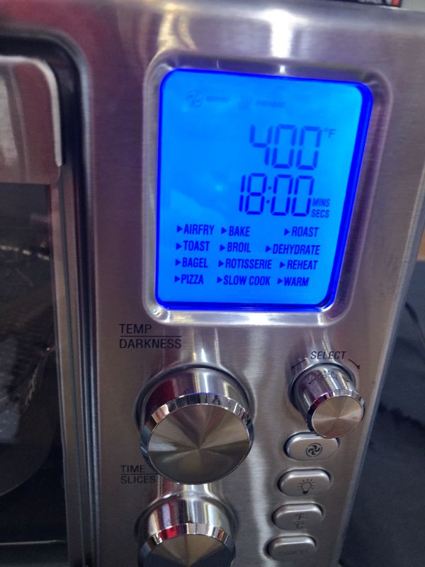 Photo 8 of Emeril Lagasse Power Air Fryer 360 Better Than Convection Ovens Hot Air Fryer Oven, Toaster Oven, Bake, Broil, Slow Cook and More Food Dehydrator, Rotisserie Spit, Pizza Function Cookbook Included (Stainless Steel) ---- DOOR DOES NOT CLOSE ALL THE WAY ---