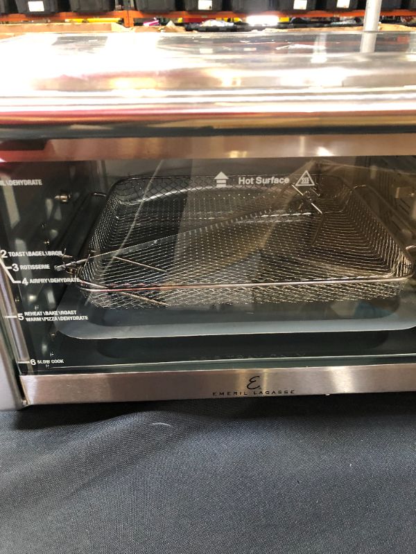 Photo 1 of Emeril Lagasse Power Air Fryer 360 Better Than Convection Ovens Hot Air Fryer Oven, Toaster Oven, Bake, Broil, Slow Cook and More Food Dehydrator, Rotisserie Spit, Pizza Function Cookbook Included (Stainless Steel) ---- DOOR DOES NOT CLOSE ALL THE WAY ---