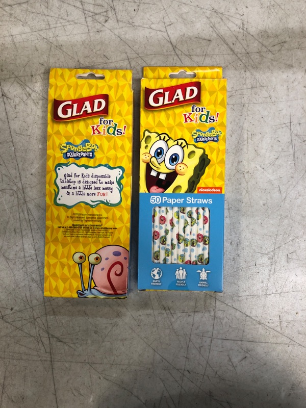 Photo 2 of 2 COUNT Glad for Kids SpongeBob SquarePants Paper Straws -50 Paper Straws with Fun and Cute SpongeBob Design | Nickelodeon SpongeBob Tropical Paper Straws for Kids
