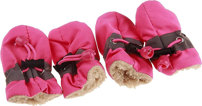 Photo 1 of GabeFish Anti Slip Dog Socks Shoes Adjustable Drawstring Boot Paw Protectors for Small Medium Pets Cats Pink/Thick Large
