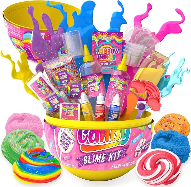 Photo 1 of GirlZone Rainbow Candy DIY Slime Kit, Amazing Slime Kit to Make Rainbow Slime and Cloud Slime, Awesome Girls Slime Making Kit & Sensory Toys for Kids
