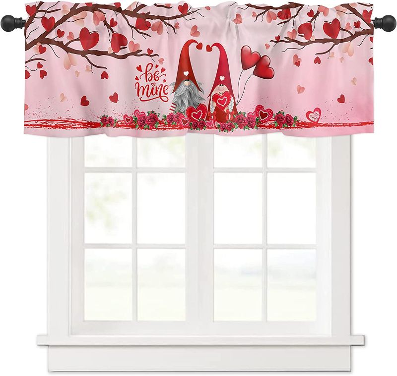 Photo 1 of 2 COUNT Briskdecor Valentine's Day Short Curtain 1 Panel, Kitchen Window Bedroom Curtains, Small Window Short Drapes for Kitchen Bedroom Living Room Kids
