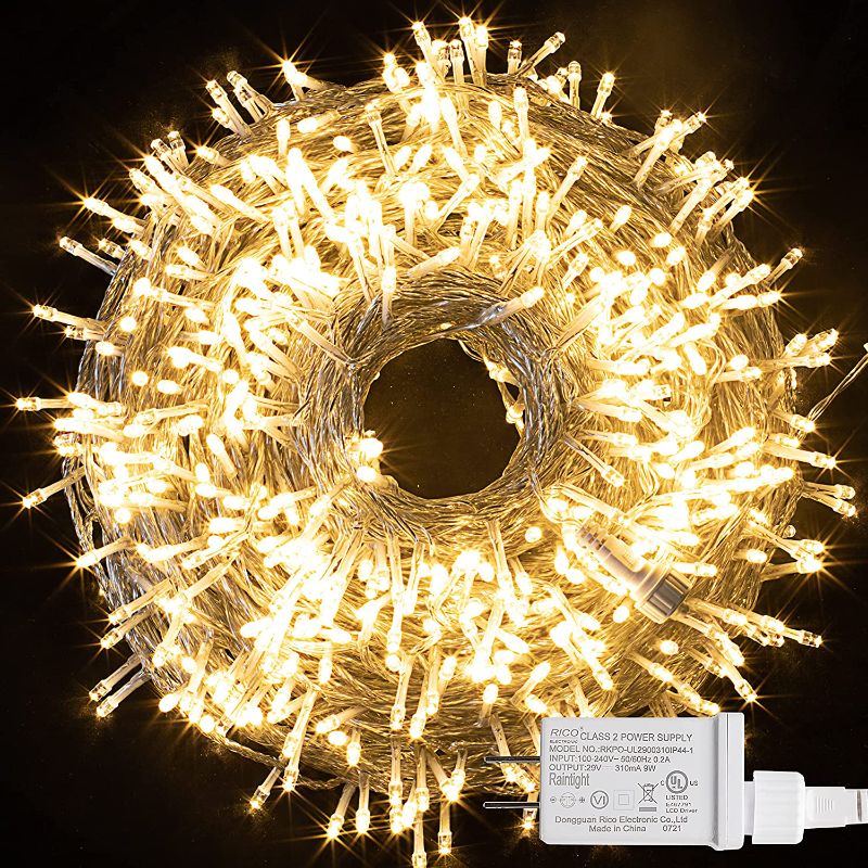 Photo 1 of 600 LED String Lights, 207.02 FT Xmas String Light 8 Modes Plug-in Waterproof Mini Lights for Indoor and Outdoor, Holiday Christmas Tree Wedding Party Bedroom Decorations ( Warm White )
