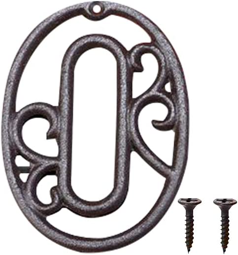 Photo 1 of Zayookey 4.5 Inch House Number, Metal Address Numbers for Outside, Home Door Numbers, Iron Number for Garden Gate, Street, Fence (Number 0)
