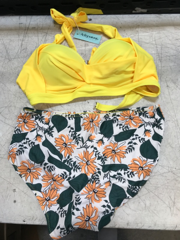 Photo 1 of 2 PIECE BATHING SUIT YELLOW & GREEN SIZE XL 