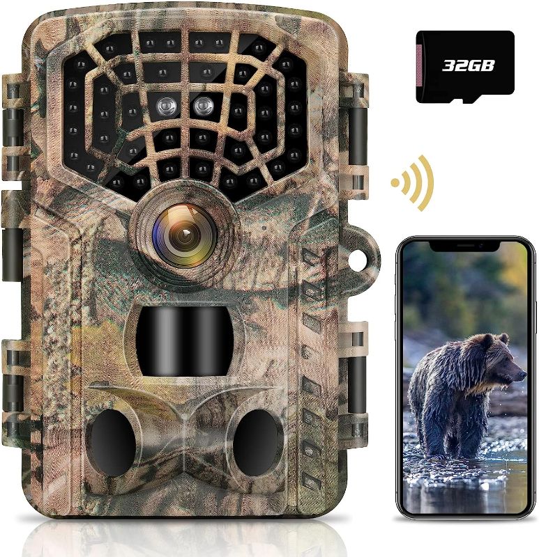 Photo 1 of Trail Camera, VANBAR 4K 48MP WiFi Game Camera with Night Vision Motion Activate 0.2s Trigger Speed 940nm No Glow and IP66 Waterproof 120° Wide Angle Trail Camera with 32GB Card and 8 AA Batteries
