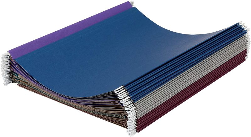 Photo 1 of Amazon Basics Hanging Folders, Letter Size, Jewel-Tone Colors (Assorted), 25-Pack
