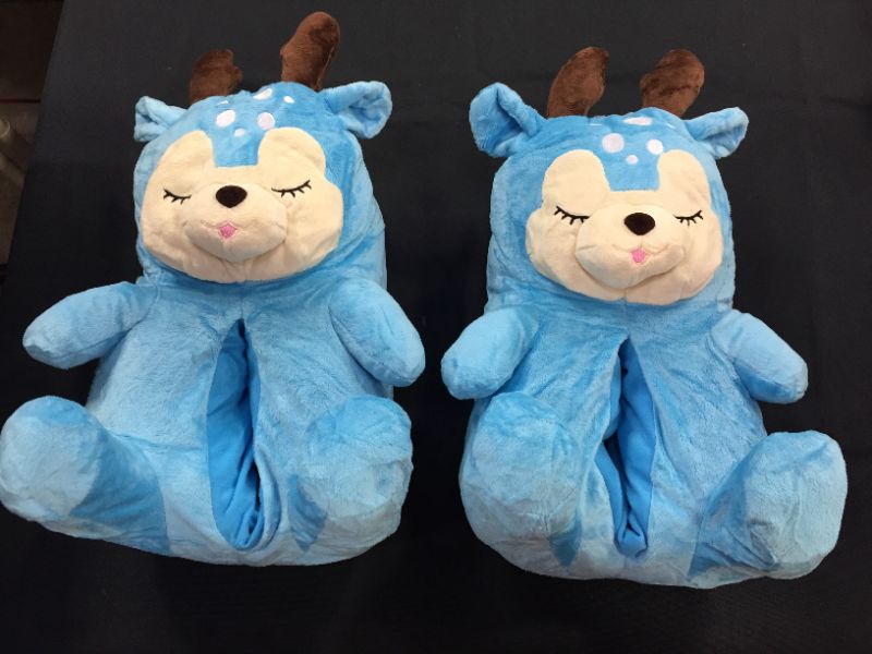 Photo 1 of kid slippers deer themed color blue size medium 