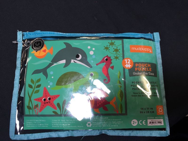 Photo 1 of Mudpuppy Under the Sea Pouch Puzzle, 12 Extra Thick Colorful Pieces, 14"x11" Great for Kids Age 2-4 Perfect for Travel Helps Develop Hand-Eye Coordination - Packaged in Secure, Reusable Pouch

