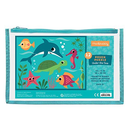 Photo 1 of Mudpuppy Under the Sea Pouch Puzzle, 12 Extra Thick Colorful Pieces, 14"x11" Great for Kids Age 2-4 Perfect for Travel Helps Develop Hand-Eye Coordination - Packaged in Secure, Reusable Pouch

