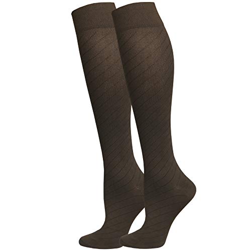 Photo 1 of NuVein 15-20 mmHg Travel Compression Socks for Women & Men to Reduce Swelling, Knee High, Closed Toe, Brown, Large

