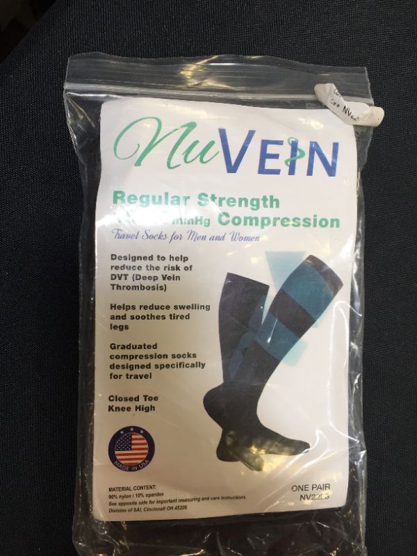 Photo 1 of NuVein 15-20 mmHg Travel Compression Socks for Women & Men to Reduce Swelling, Knee High, Closed Toe, Brown, Large

