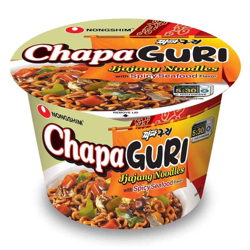 Photo 1 of Nongshim Chapaguri Spicy Rom Don Jjajang Cup of Noodles Korean Food with Neoguri Seafood Flavoring, 6 Microwavable Instant Korean Ramen Bowls, 4.02 Oz, Pack of 6--best by April 2022