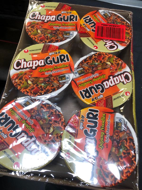 Photo 1 of Nongshim Chapaguri Spicy Rom Don Jjajang Cup of Noodles Korean Food with Neoguri Seafood Flavoring, 6 Microwavable Instant Korean Ramen Bowls, 4.02 Oz, Pack of 6--best by April 2022