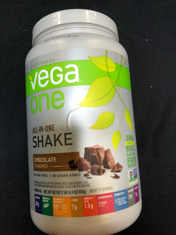 Photo 1 of Vega One All-In-One Plant Based Protein Powder, Chocolate, 1.93 lb, 19 Servings--best by DEC 2021