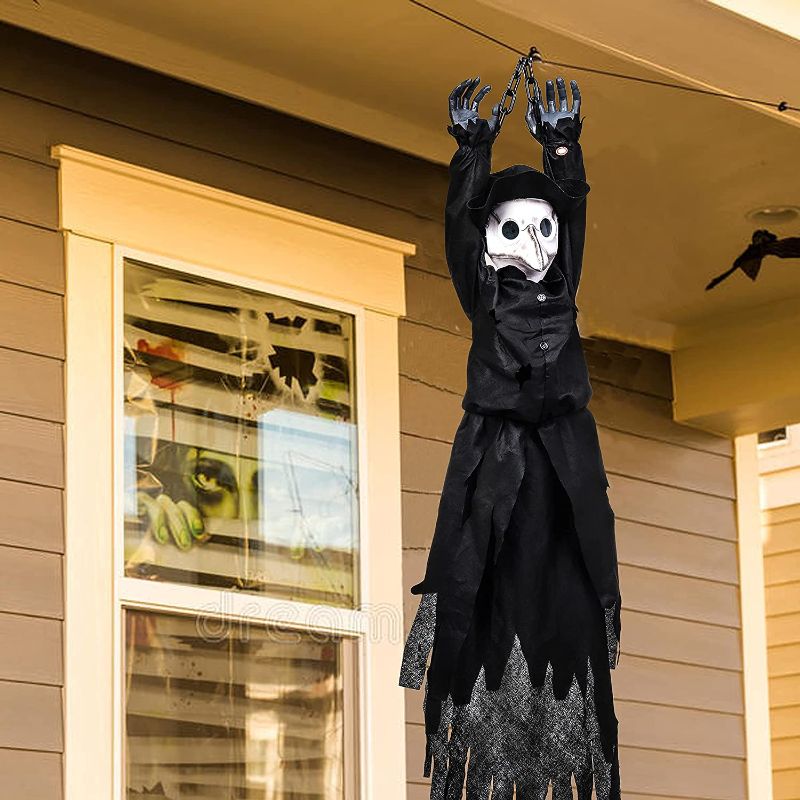 Photo 1 of 53inch Motion Activated Haunted Vibration Bird Door Hanging with Creepy Sound-Luminous Eyes Halloween Prop Decoration
