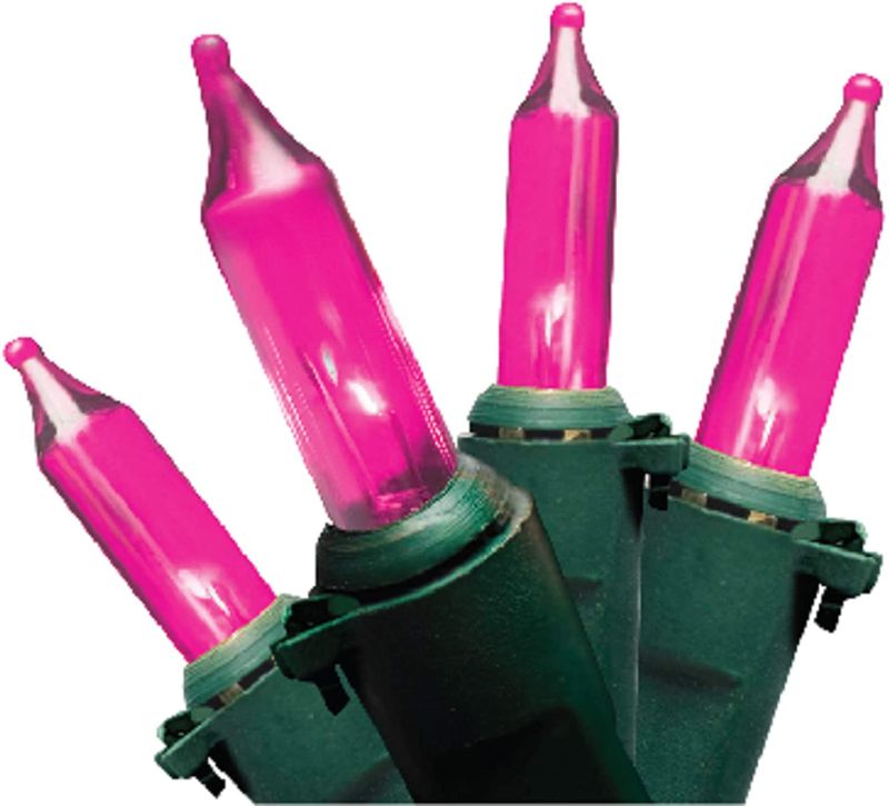 Photo 1 of Brite Star 100 Count Professional Series Mini Lights, Green Wire, Pink
