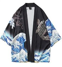 Photo 1 of LifeHe Men's Japan Kimono Cardigan Casual Open Front Coat (XL)